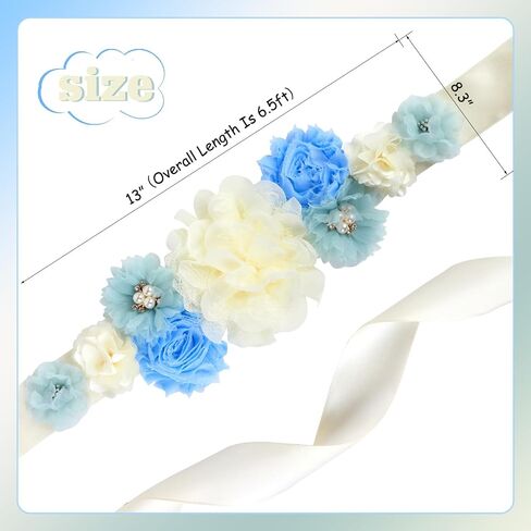 Ivory Cream Baby Shower Sash and Pins Set - Cream White Flower Baby Shower Belly Belt and Mom to Be & Dad to Be Corsage Pins, New Parents Pregnancy Photo Props Party Supplies in Kuwait
