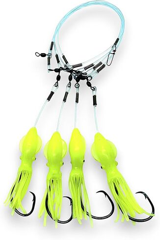 Premium Deep Drop Rig, 4 Hook Deep Drop Fishing Rig with SolidSquidz, Excellent for Grouper, Golden Tilefish, Wreckfish, Bottom Fishing Rig in Kuwait