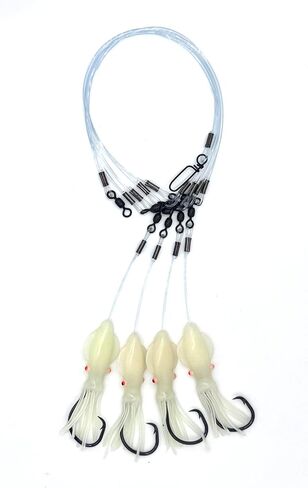 Premium Deep Drop Rig, 4 Hook Deep Drop Fishing Rig with SolidSquidz, Excellent for Grouper, Golden Tilefish, Wreckfish, Bottom Fishing Rig in Kuwait