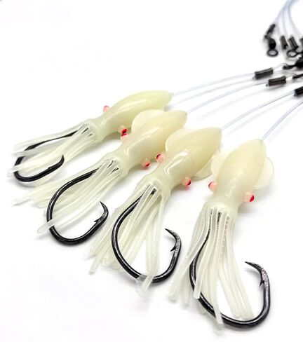 Premium Deep Drop Rig, 4 Hook Deep Drop Fishing Rig with SolidSquidz, Excellent for Grouper, Golden Tilefish, Wreckfish, Bottom Fishing Rig in Kuwait