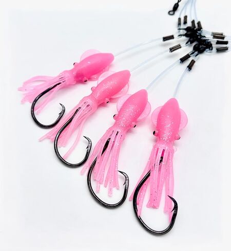Premium Deep Drop Rig, 4 Hook Deep Drop Fishing Rig with SolidSquidz, Excellent for Grouper, Golden Tilefish, Wreckfish, Bottom Fishing Rig in Kuwait
