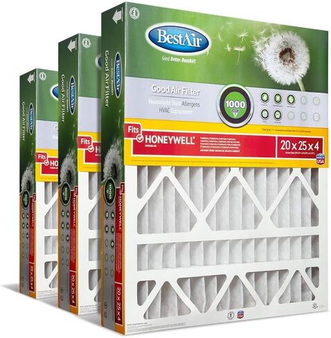BestAir HW1625-11R AC Furnace Air Filter, 16" x 25" x 4", MERV 11, Removes Allergens & Contaminants, Fits 100%, For Honeywell Models, Pack of 3 in Kuwait