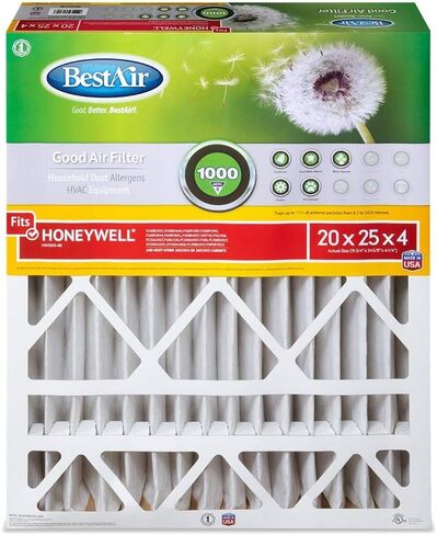 BestAir HW1625-11R AC Furnace Air Filter, 16" x 25" x 4", MERV 11, Removes Allergens & Contaminants, Fits 100%, For Honeywell Models, Pack of 3 in Kuwait