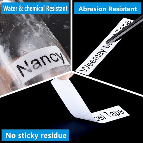 WEEMAY 6 Pack Label Maker Tape Compatible for Brother Label Maker Tape 12mm 0.47 White Laminated TZe Labelling Tape Cassette for PTouch Cube PTD220 PTD600 PTD410 PTH110BP PTD610BT Printer, 26.2 Feet in Kuwait