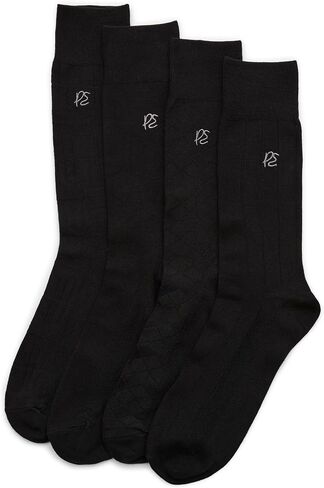 Perry Ellis Portfolio Bamboo Men's Socks, Soft and Breathable Stretch Fabric, Moisture-wicking, 4-pack, New Dark Ast, One Size in Saudi Arabia