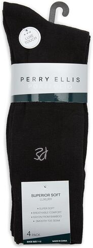 Perry Ellis Portfolio Bamboo Men's Socks, Soft and Breathable Stretch Fabric, Moisture-wicking, 4-pack, New Dark Ast, One Size in Saudi Arabia