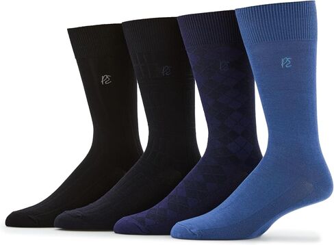 Perry Ellis Portfolio Bamboo Men's Socks, Soft and Breathable Stretch Fabric, Moisture-wicking, 4-pack, New Dark Ast, One Size in Saudi Arabia