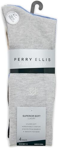 Perry Ellis Portfolio Bamboo Men's Socks, Soft and Breathable Stretch Fabric, Moisture-wicking, 4-pack, New Dark Ast, One Size in Saudi Arabia
