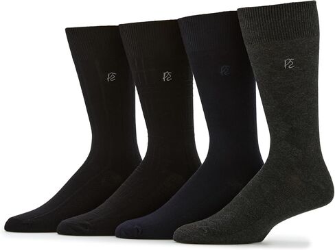 Perry Ellis Portfolio Bamboo Men's Socks, Soft and Breathable Stretch Fabric, Moisture-wicking, 4-pack, New Dark Ast, One Size in Saudi Arabia