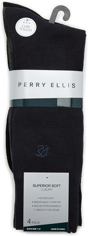 Perry Ellis Portfolio Bamboo Men's Socks, Soft and Breathable Stretch Fabric, Moisture-wicking, 4-pack, New Dark Ast, One Size in Saudi Arabia