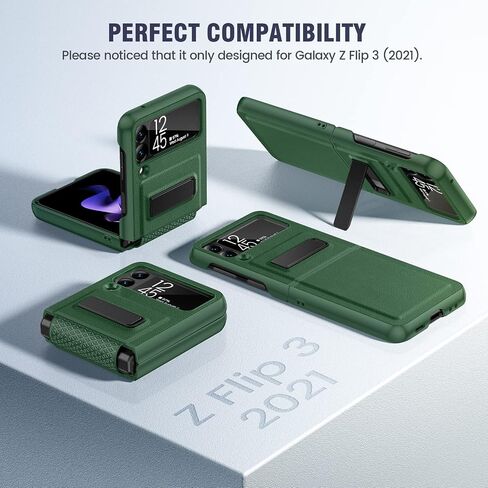 Caka for Galaxy Z Flip 3 5G Kickstand Case, Z Flip 3 Case with Camera Protector Hinge Protection Heavy Duty Shockproof Protection Wireless Charging Cover Case for Samsung Galaxy Z Flip 3 Carbon Fiber in Kuwait