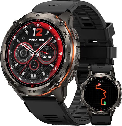 KOSPET Tank T3 Ultra 2 Smart Watch for Men GPS, Extra-Long Battery, Full Stainless Steel Body Rugged Smartwatch with Bluetooth Calling, 1.43" AMOLED Display, Pressure&Altitude&Compass in Kuwait