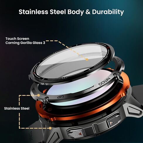 KOSPET Tank T3 Ultra 2 Smart Watch for Men GPS, Extra-Long Battery, Full Stainless Steel Body Rugged Smartwatch with Bluetooth Calling, 1.43" AMOLED Display, Pressure&Altitude&Compass in Kuwait