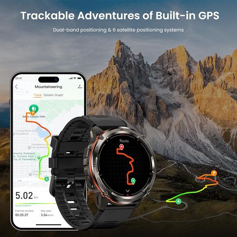 KOSPET Tank T3 Ultra 2 Smart Watch for Men GPS, Extra-Long Battery, Full Stainless Steel Body Rugged Smartwatch with Bluetooth Calling, 1.43" AMOLED Display, Pressure&Altitude&Compass in Kuwait