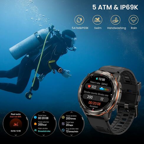 KOSPET Tank T3 Ultra 2 Smart Watch for Men GPS, Extra-Long Battery, Full Stainless Steel Body Rugged Smartwatch with Bluetooth Calling, 1.43" AMOLED Display, Pressure&Altitude&Compass in Kuwait