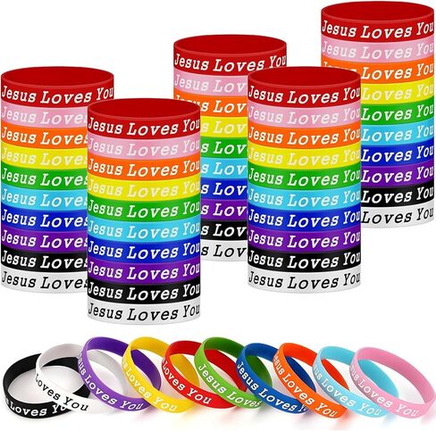 110 Pcs Jesus Loves You Silicone Bracelet, Colorful Christian Wristbands, Rubber Jesus Bracelets,Christian Bracelets Bulk, Bible Verse Bracelets and Scripture Bracelets for Christian Party Favors in Saudi Arabia
