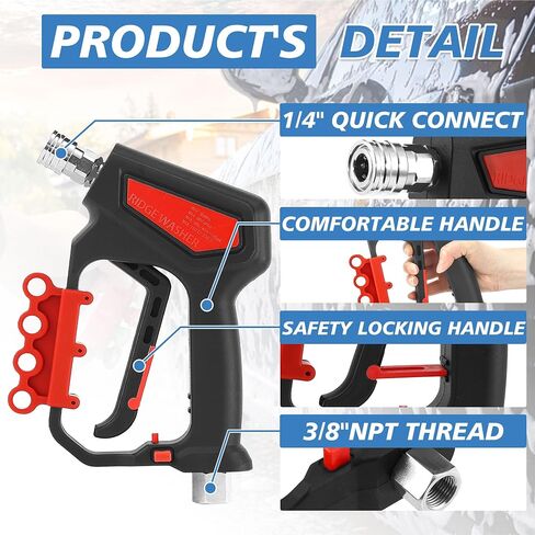RIDGE WASHER Pressure Washer Gun Swivel, Power Washer Gun 5000 PSI with 1/4" Quick Connector, 12 GPM, 360°3/8 NPT Thread, M22-14mm and M22-15mm Fitting in Saudi Arabia