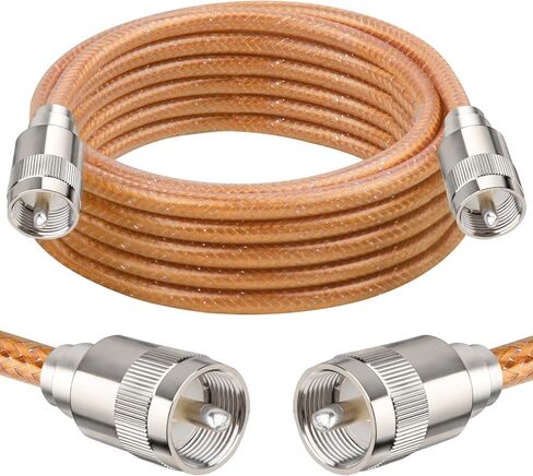 XRDS -RF 6FT RG8X Coaxial Cable with UHF Male PL259 Connectors, Solid Copper Core, Braided Shield, CB Cable for Ham Radio, HF Radio, and Communication Devices in Kuwait