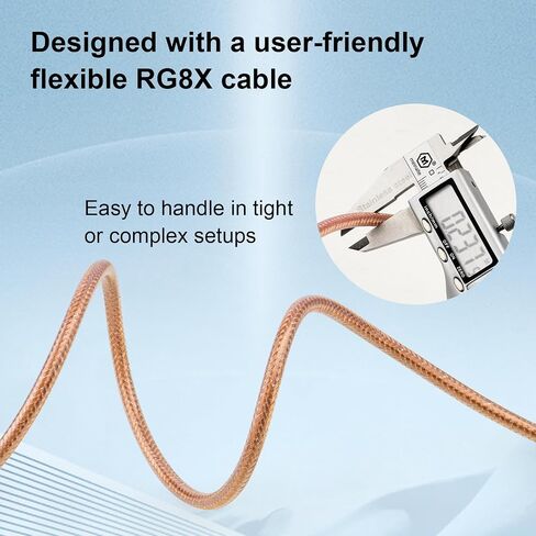 XRDS -RF 6FT RG8X Coaxial Cable with UHF Male PL259 Connectors, Solid Copper Core, Braided Shield, CB Cable for Ham Radio, HF Radio, and Communication Devices in Kuwait