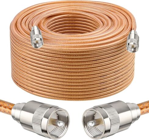 XRDS -RF 6FT RG8X Coaxial Cable with UHF Male PL259 Connectors, Solid Copper Core, Braided Shield, CB Cable for Ham Radio, HF Radio, and Communication Devices in Kuwait