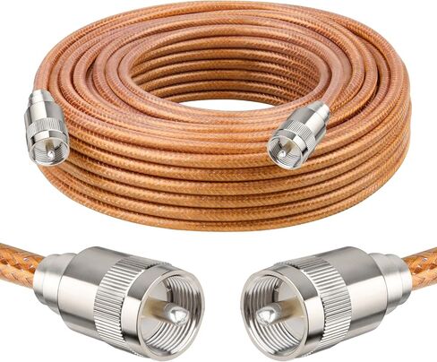 XRDS -RF 6FT RG8X Coaxial Cable with UHF Male PL259 Connectors, Solid Copper Core, Braided Shield, CB Cable for Ham Radio, HF Radio, and Communication Devices in Kuwait