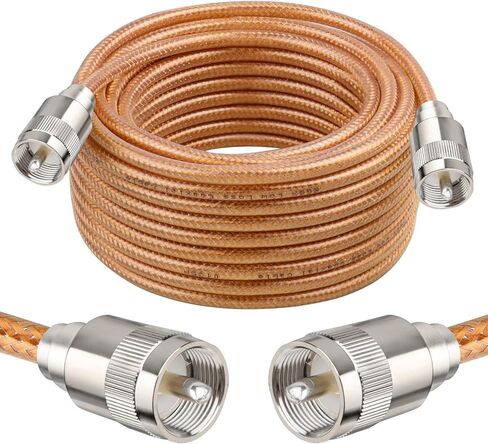 XRDS -RF 6FT RG8X Coaxial Cable with UHF Male PL259 Connectors, Solid Copper Core, Braided Shield, CB Cable for Ham Radio, HF Radio, and Communication Devices in Kuwait