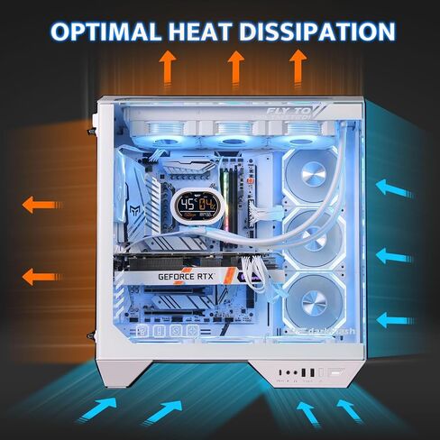 Darkflash Full-Away-Full-Aware Gaming PC ، لوحة الأم ذات الإضافات الخلفية ، الطابقات المزدوجة ، الزجاج البانورامي ، تصل إلى 2 × 360 مم ، RTX 40 متوافقة in Kuwait