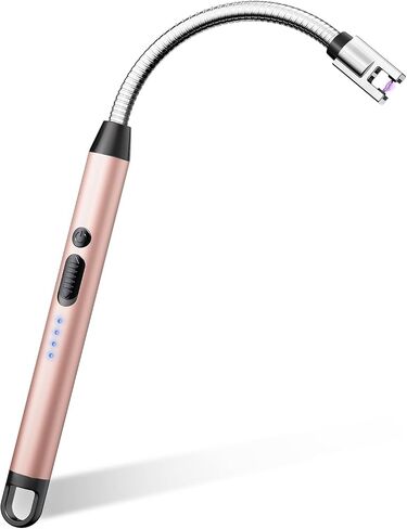 VEHHE Electric Lighter with 360° Flexible Neck, Flameless Windproof Long Candle Lighter with Led Battery Display, USB C Rechargeable Lighter with Hanging Hook for Gifts BBQ Fireworks (Black) in Kuwait
