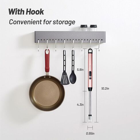VEHHE Electric Lighter with 360° Flexible Neck, Flameless Windproof Long Candle Lighter with Led Battery Display, USB C Rechargeable Lighter with Hanging Hook for Gifts BBQ Fireworks (Black) in Kuwait