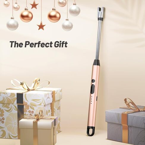 VEHHE Electric Lighter with 360° Flexible Neck, Flameless Windproof Long Candle Lighter with Led Battery Display, USB C Rechargeable Lighter with Hanging Hook for Gifts BBQ Fireworks (Black) in Kuwait