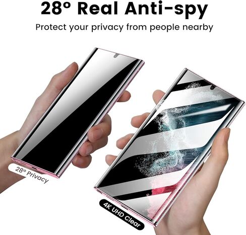 MOHAVE 2 Pack [Auto Alignment/Dust Removal] Privacy Screen Protector for SAMSUNG Galaxy S23 Ultra 5G 6.8″, 3D Curved Anti Spy Private Film, 7H Hybrid Material, 100% Ultrasonic Fingerprint ID in Kuwait