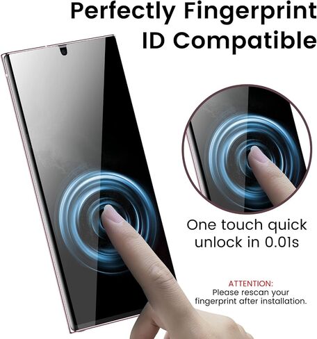 MOHAVE 2 Pack [Auto Alignment/Dust Removal] Privacy Screen Protector for SAMSUNG Galaxy S23 Ultra 5G 6.8″, 3D Curved Anti Spy Private Film, 7H Hybrid Material, 100% Ultrasonic Fingerprint ID in Kuwait