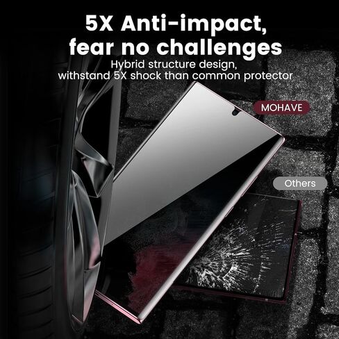 MOHAVE 2 Pack [Auto Alignment/Dust Removal] Privacy Screen Protector for SAMSUNG Galaxy S23 Ultra 5G 6.8″, 3D Curved Anti Spy Private Film, 7H Hybrid Material, 100% Ultrasonic Fingerprint ID in Kuwait
