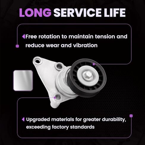 38159 A/C Belt Tensioner Pulley Assembly Compatible with 2000-2008 Chevy Silverado Suburban Tahoe GMC Sierra Yukon, 2002-2008 Cadillac Escalade, 2004-2007 Buick Rainier, Replaces# 12562065, 88996998 in Kuwait