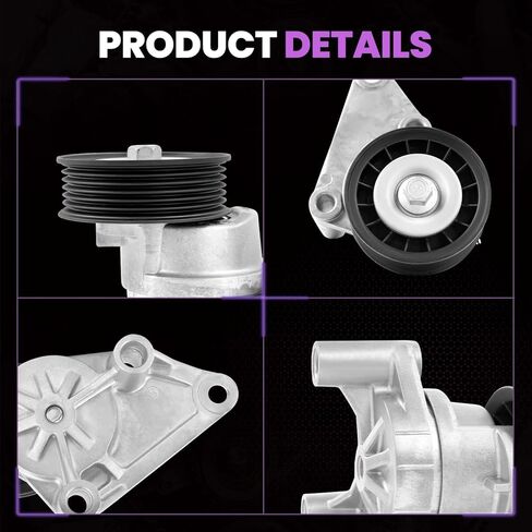 38159 A/C Belt Tensioner Pulley Assembly Compatible with 2000-2008 Chevy Silverado Suburban Tahoe GMC Sierra Yukon, 2002-2008 Cadillac Escalade, 2004-2007 Buick Rainier, Replaces# 12562065, 88996998 in Kuwait