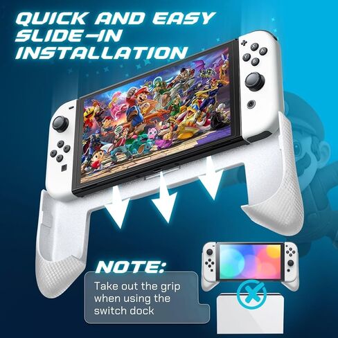 TNP Grip Case for Nintendo Switch OLED - Foldable Ergonomic Switch Grip with Slim, Lightweight, Comfortable Handle & 4 Game Card Slots Compatible with N-Switch OLED Model(2021) ONLY, Black in Saudi Arabia