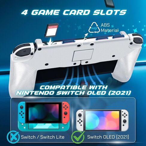 TNP Grip Case for Nintendo Switch OLED - Foldable Ergonomic Switch Grip with Slim, Lightweight, Comfortable Handle & 4 Game Card Slots Compatible with N-Switch OLED Model(2021) ONLY, Black in Saudi Arabia