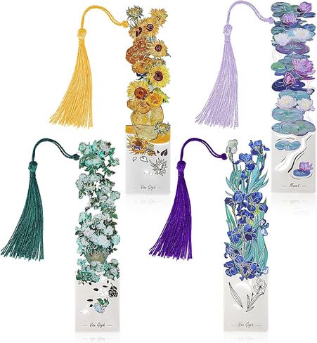 6pcs Metal Bookmarks with Tassel, Van Gogh Oil Painting Theme Vintage Bookmarks, Book Lover Gifts for Women, Golden Hollow Bookmarks, Fancy Aesthetic Bookmarks for Book Lovers, Stocking Stuffers in Saudi Arabia