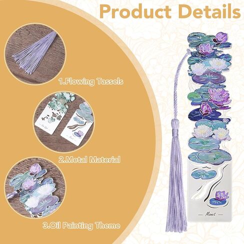 6pcs Metal Bookmarks with Tassel, Van Gogh Oil Painting Theme Vintage Bookmarks, Book Lover Gifts for Women, Golden Hollow Bookmarks, Fancy Aesthetic Bookmarks for Book Lovers, Stocking Stuffers in Saudi Arabia