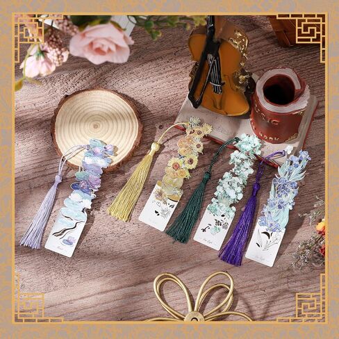 6pcs Metal Bookmarks with Tassel, Van Gogh Oil Painting Theme Vintage Bookmarks, Book Lover Gifts for Women, Golden Hollow Bookmarks, Fancy Aesthetic Bookmarks for Book Lovers, Stocking Stuffers in Saudi Arabia