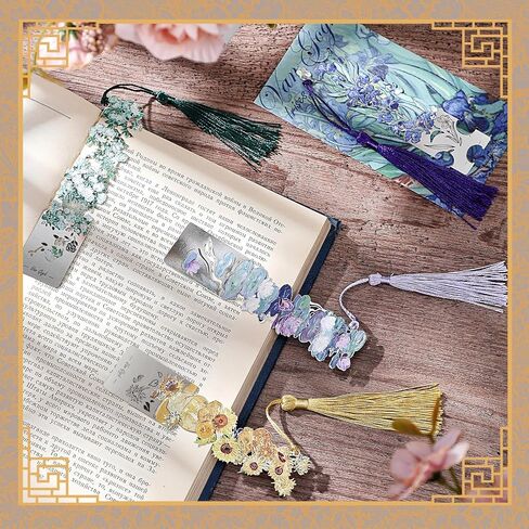 6pcs Metal Bookmarks with Tassel, Van Gogh Oil Painting Theme Vintage Bookmarks, Book Lover Gifts for Women, Golden Hollow Bookmarks, Fancy Aesthetic Bookmarks for Book Lovers, Stocking Stuffers in Saudi Arabia