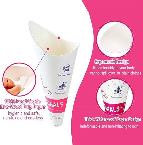 JIURUN 30PCS/50PCS Disposable Female Urination Device, Portable Pee Funnel Standing Pee Disposable for Women, Waterproof Paper Female Urinal Funnel for Travel, Camping, Hiking, Outdoor Activities in Kuwait
