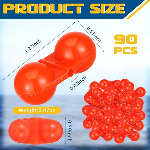 90 Pcs Catfish Rattle Bells, Fishing Double Rattle Beads Attractor Portable Plastic Fishing Beads Bells Tackle Accessories for Catfish Bass Pompano in Saudi Arabia