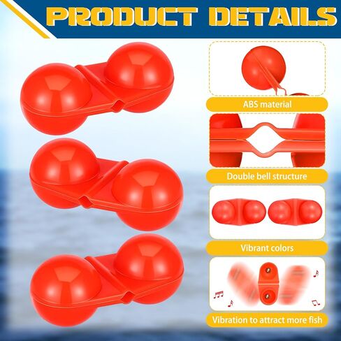 90 Pcs Catfish Rattle Bells, Fishing Double Rattle Beads Attractor Portable Plastic Fishing Beads Bells Tackle Accessories for Catfish Bass Pompano in Saudi Arabia