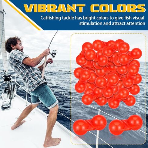 90 Pcs Catfish Rattle Bells, Fishing Double Rattle Beads Attractor Portable Plastic Fishing Beads Bells Tackle Accessories for Catfish Bass Pompano in Saudi Arabia