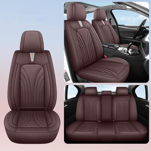 Front and Rear Seat Covers 5 Pieces, Waterproof Nappa Leather Sideless Car Seat Cushions Protective Auto Accessories, Universal Fit for Most Sedans SUV, Luxury Car Seat Cushion, Black in Saudi Arabia