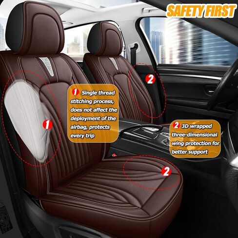 Front and Rear Seat Covers 5 Pieces, Waterproof Nappa Leather Sideless Car Seat Cushions Protective Auto Accessories, Universal Fit for Most Sedans SUV, Luxury Car Seat Cushion, Black in Saudi Arabia