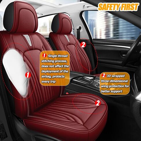 Front and Rear Seat Covers 5 Pieces, Waterproof Nappa Leather Sideless Car Seat Cushions Protective Auto Accessories, Universal Fit for Most Sedans SUV, Luxury Car Seat Cushion, Black in Saudi Arabia
