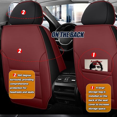 Front and Rear Seat Covers 5 Pieces, Waterproof Nappa Leather Sideless Car Seat Cushions Protective Auto Accessories, Universal Fit for Most Sedans SUV, Luxury Car Seat Cushion, Black in Saudi Arabia
