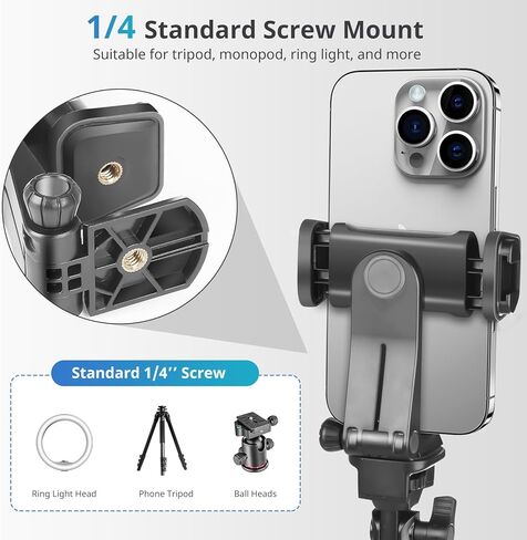 UBeesize Metal Phone Tripod Mount Cold Shoes with Arca QR Base, 3 Control Knob 360° Cell Phone Tripod Adapter for iPhone, Samsung, Desktop Tripod Smartphone Holder for Video Streaming Vlogging Rig in Kuwait